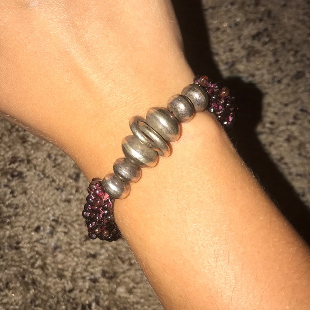 Chunky Purple and Silver Bracelet